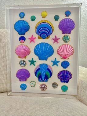 ***SOLD***She Shells Art - Hand-Painted Seashell Art on Canvas - Saltwater Candy
